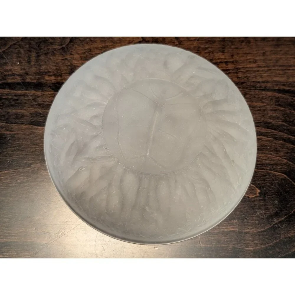 Vintage L E Smith Frosted Satin Glass Vanity Powder Jar Butterfly Lid
